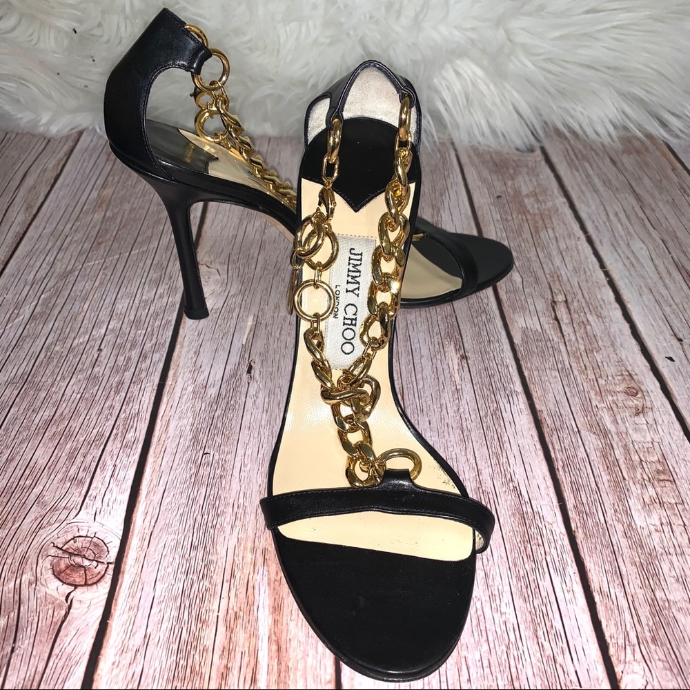 Jimmy Choo Leather Heels with chain - Picture 2 of 16